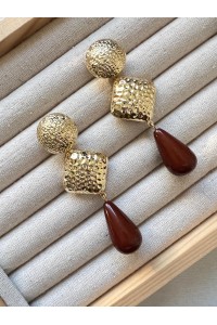 Pendientes CANDELA dorado y marrón chocolate