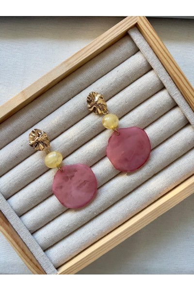 Pendientes DALIA dorado y rosa