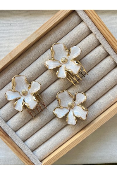 Broche AZAHAR nácar y dorado