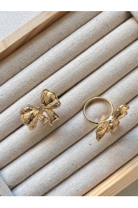 ANILLO de mantoncillo LAZO aro mediano dorado
