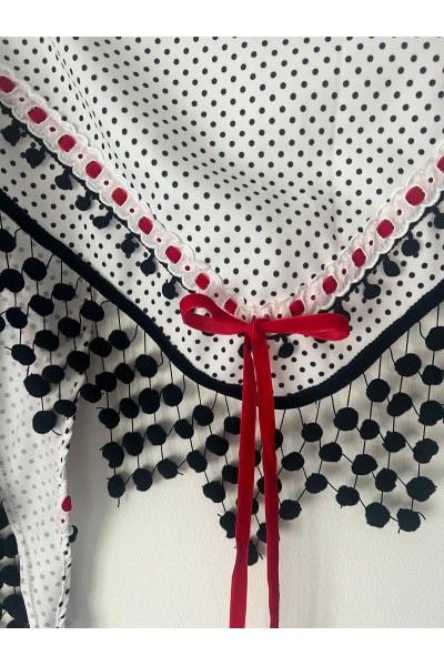 Pico de flamenca OLEÁ blanco lunaritos negros