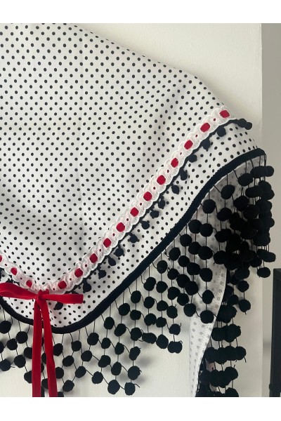 Pico de flamenca OLEÁ blanco lunaritos negros
