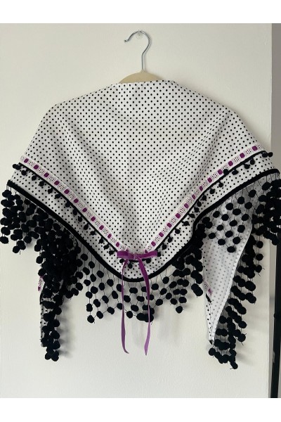 Pico de flamenca OLEÁ blanco lunaritos negros