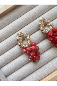Pendientes VIÑA rojo, negro, turquesa, nácar, coral