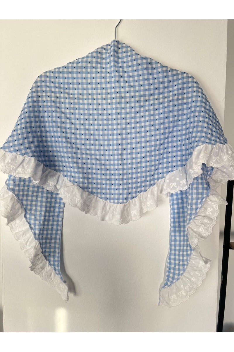 Pico de flamenca ROMERITO, blanco, azul, batista. Exclusivo
