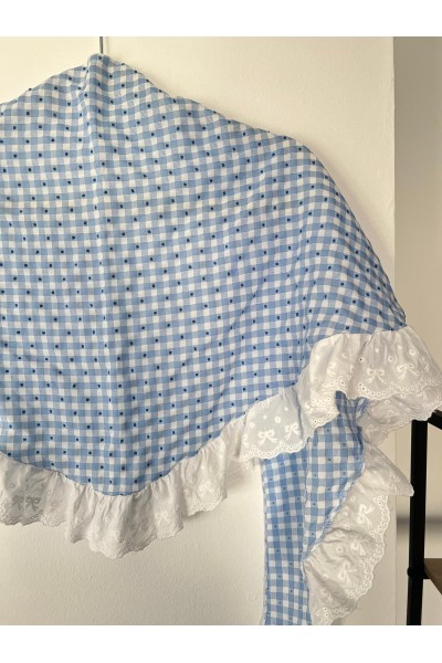 Pico de flamenca ROMERITO, blanco, azul, batista. Exclusivo