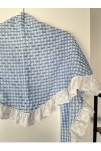 Pico de flamenca ROMERITO, blanco, azul, batista. Exclusivo