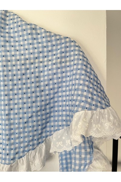 Pico de flamenca ROMERITO, blanco, azul, batista. Exclusivo