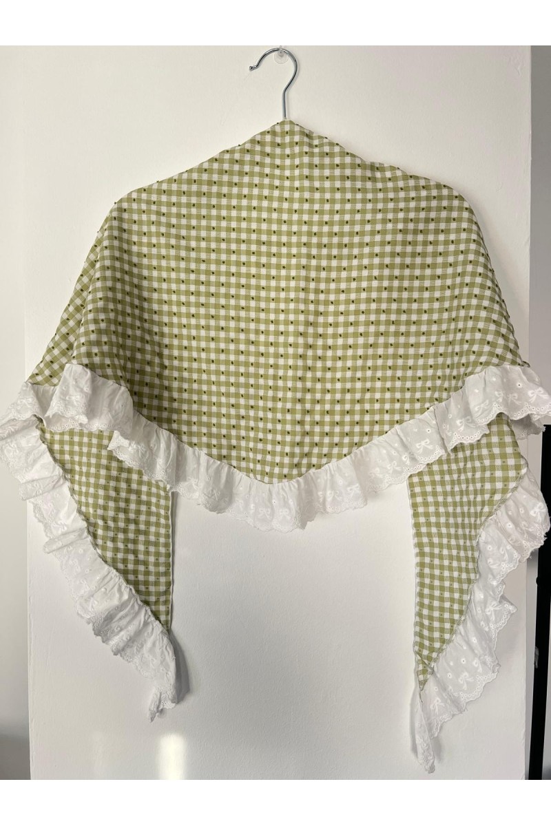 Pico de flamenca ROMERITO, blanco, verde seco, batista. Exclusivo