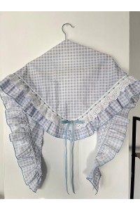 Pico de flamenca DULCE blanco, azul celeste, tira bordada y terciopelo