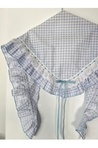 Pico de flamenca DULCE blanco, azul celeste, tira bordada y terciopelo