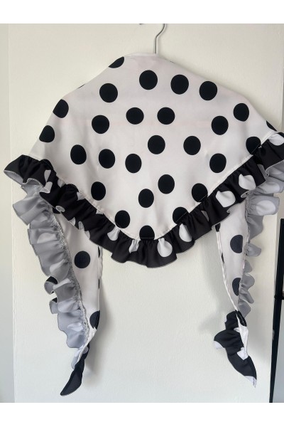 Pico flamenca CARMELA blanco, negro, volante. Exclusivo PURA FLAMENCA