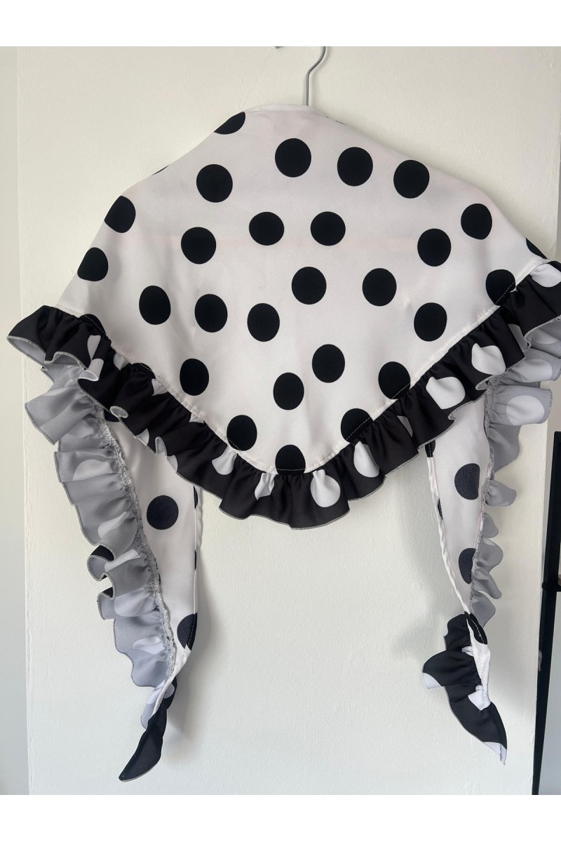 Pico flamenca CARMELA blanco, negro, volante. Exclusivo PURA FLAMENCA