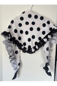 Pico flamenca CARMELA blanco, negro, volante. Exclusivo PURA FLAMENCA