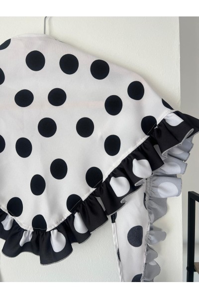 Pico flamenca CARMELA blanco, negro, volante. Exclusivo PURA FLAMENCA