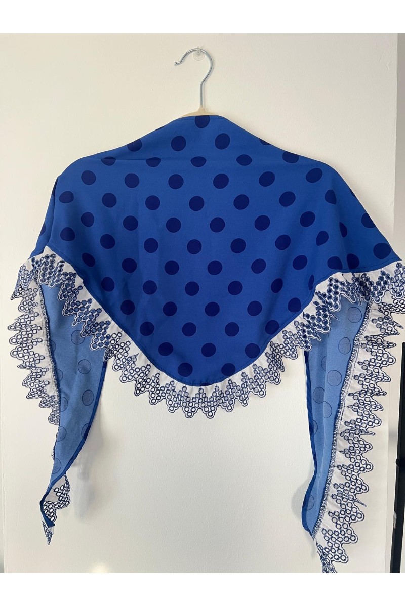 Pico de flamenca MANUELA azulón dos tonos, volante. tira bordada.