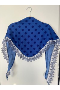 Pico de flamenca MANUELA azulón dos tonos, volante. tira bordada.