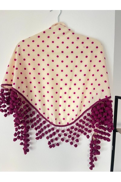 Pico de flamenca BELÉN vainilla y buganvilla con madroños. Exclusivo