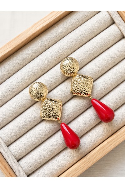Pendientes CANDELA dorado y rojo