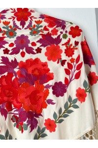 Mantoncillo de flamenca ALBOREÁ beige, flecado artesanal