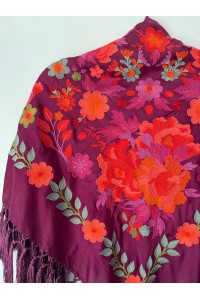 Mantoncillo de flamenca ALBOREÁ berenjena, flecado artesanal