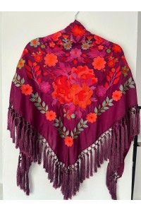 Mantoncillo de flamenca ALBOREÁ berenjena, flecado artesanal