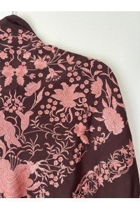 Mantoncillo de flamenca MARAVILLA marrón chocolate bordado maquillaje