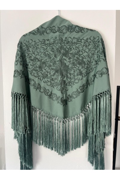 Mantoncillo de flamenca ANDALUCÍA verde jabonoso oscuro
