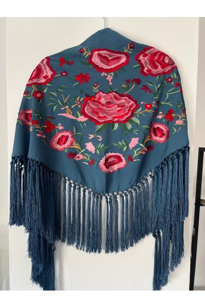 Mantoncillo de flamenca JARAL azul ducado