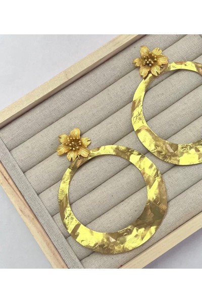 Pendientes MAXI AROS ELVIRA dorados, aros, latón chapado oro.