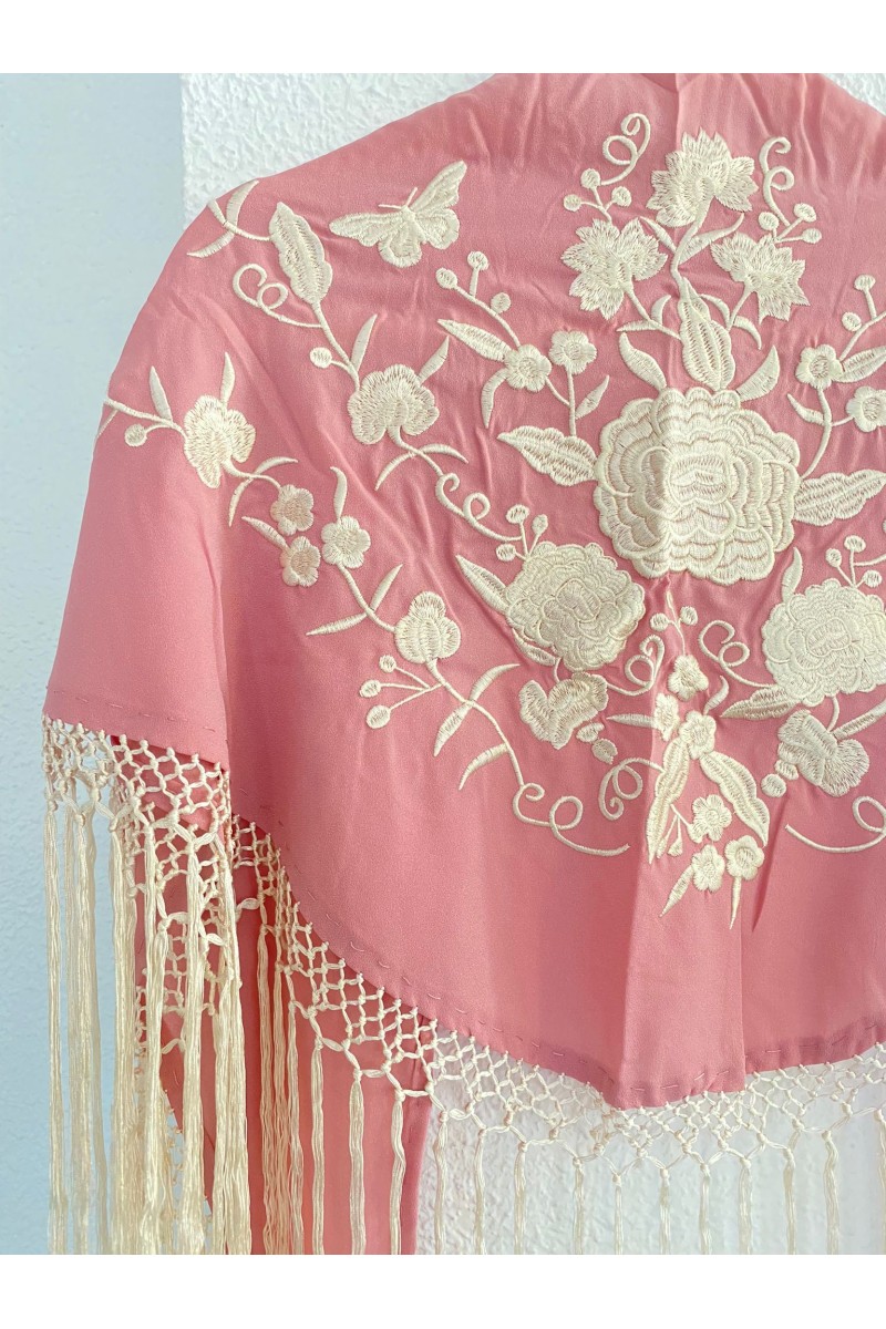Mantoncillo SANTANA ROSA Y BEIGE, artesanal