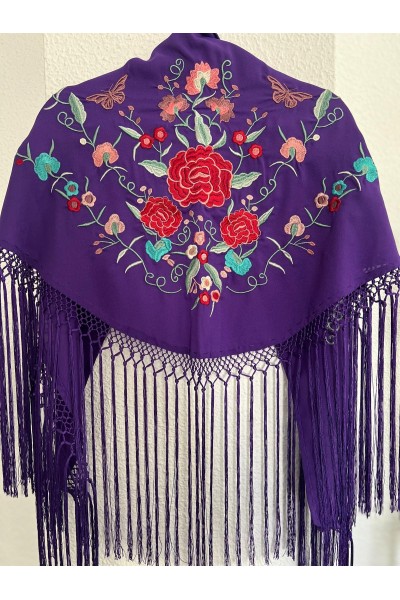 Mantoncillo SANTANA morado y rojo, artesanal