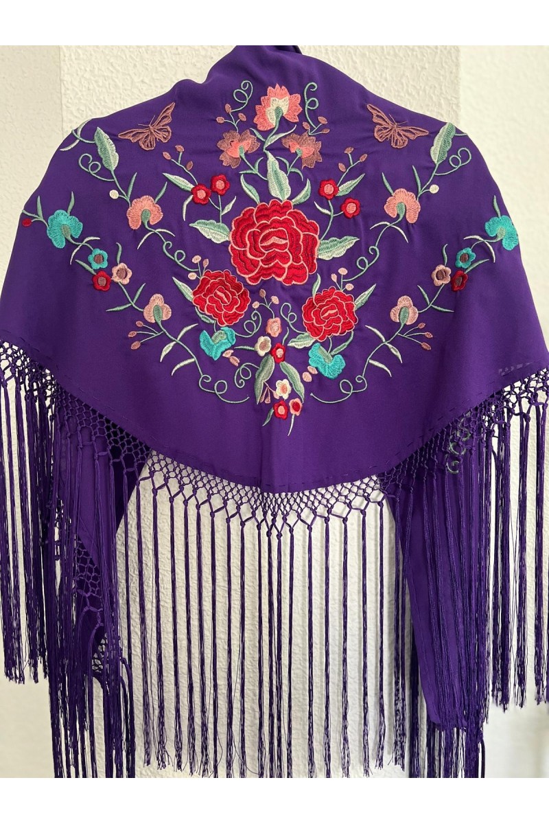 Mantoncillo SANTANA morado y rojo, artesanal
