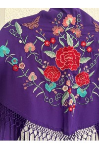 Mantoncillo SANTANA morado y rojo, artesanal